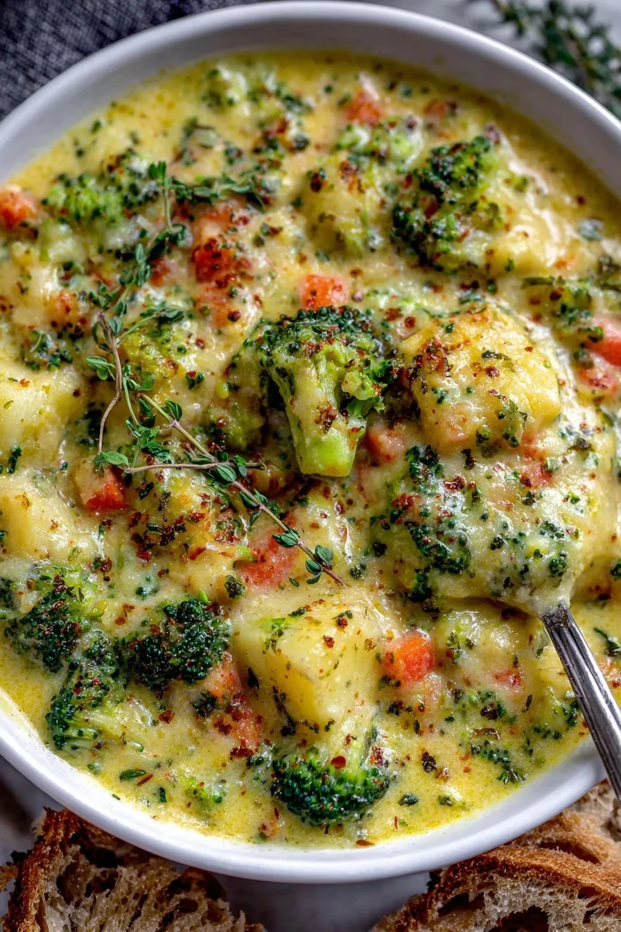 Broccoli potato cheese soup