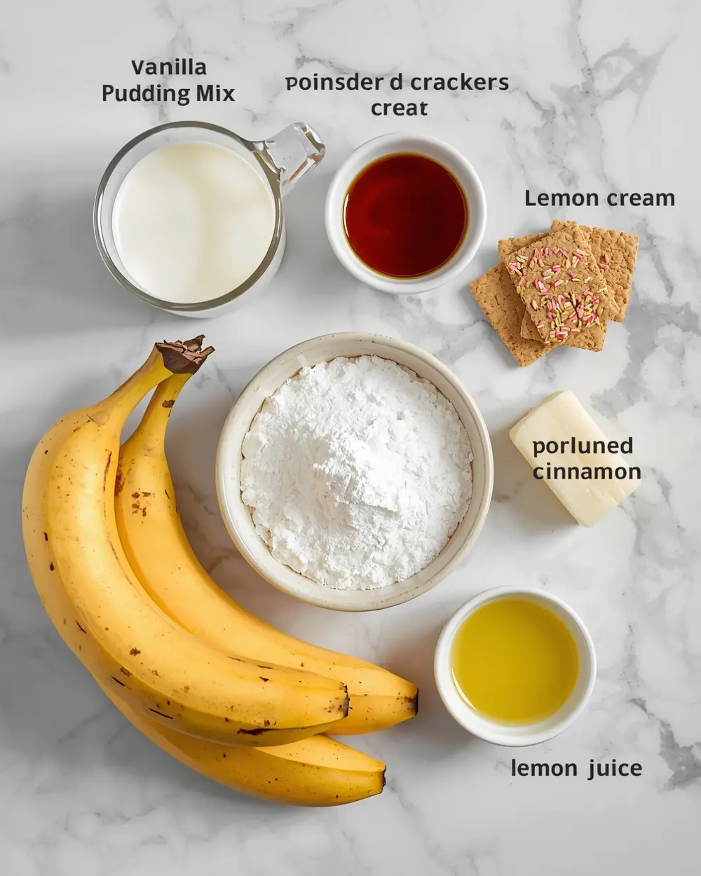 Ingredients for Easter banana pudding