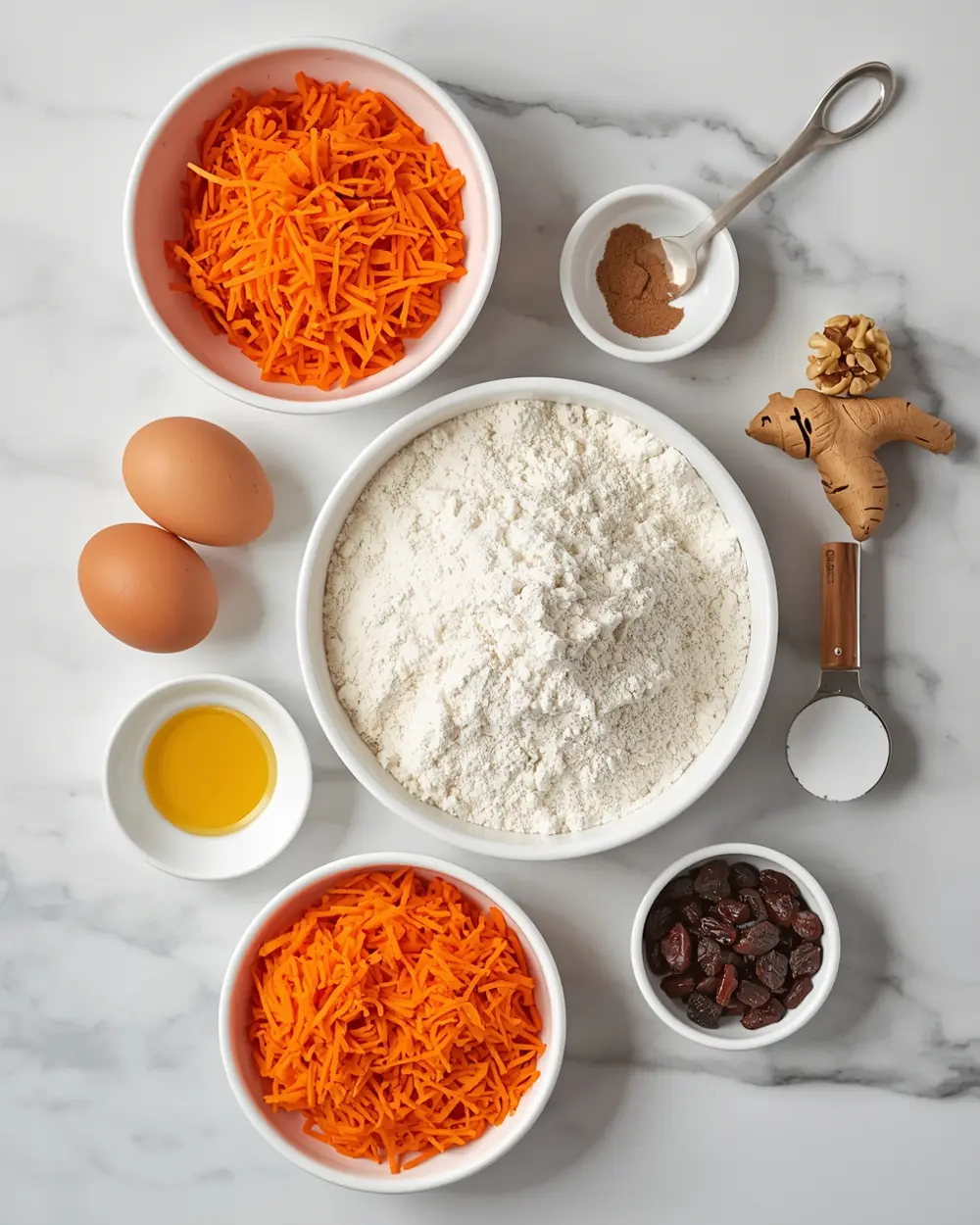 Ingredients for Easter carrot muffins