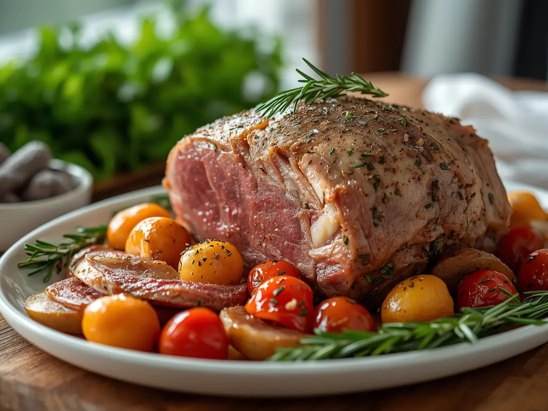 Easter lamb roast ready to serve