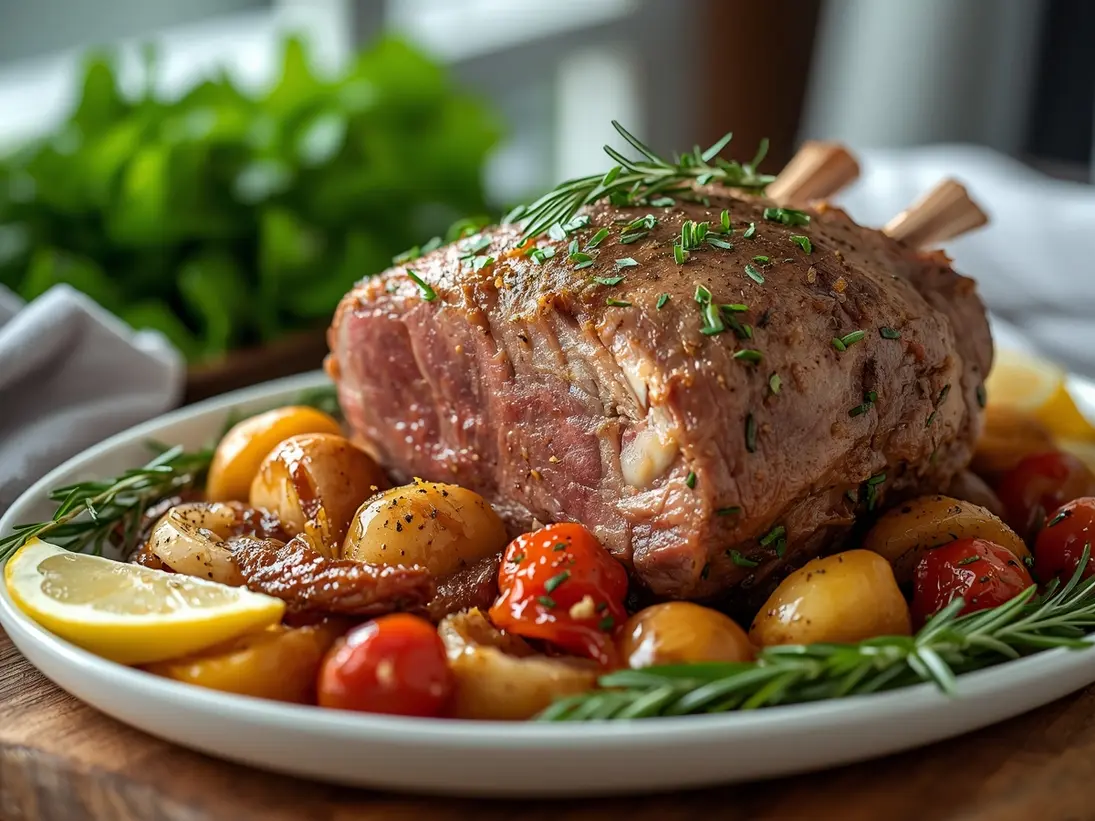Easter lamb roast ready to serve