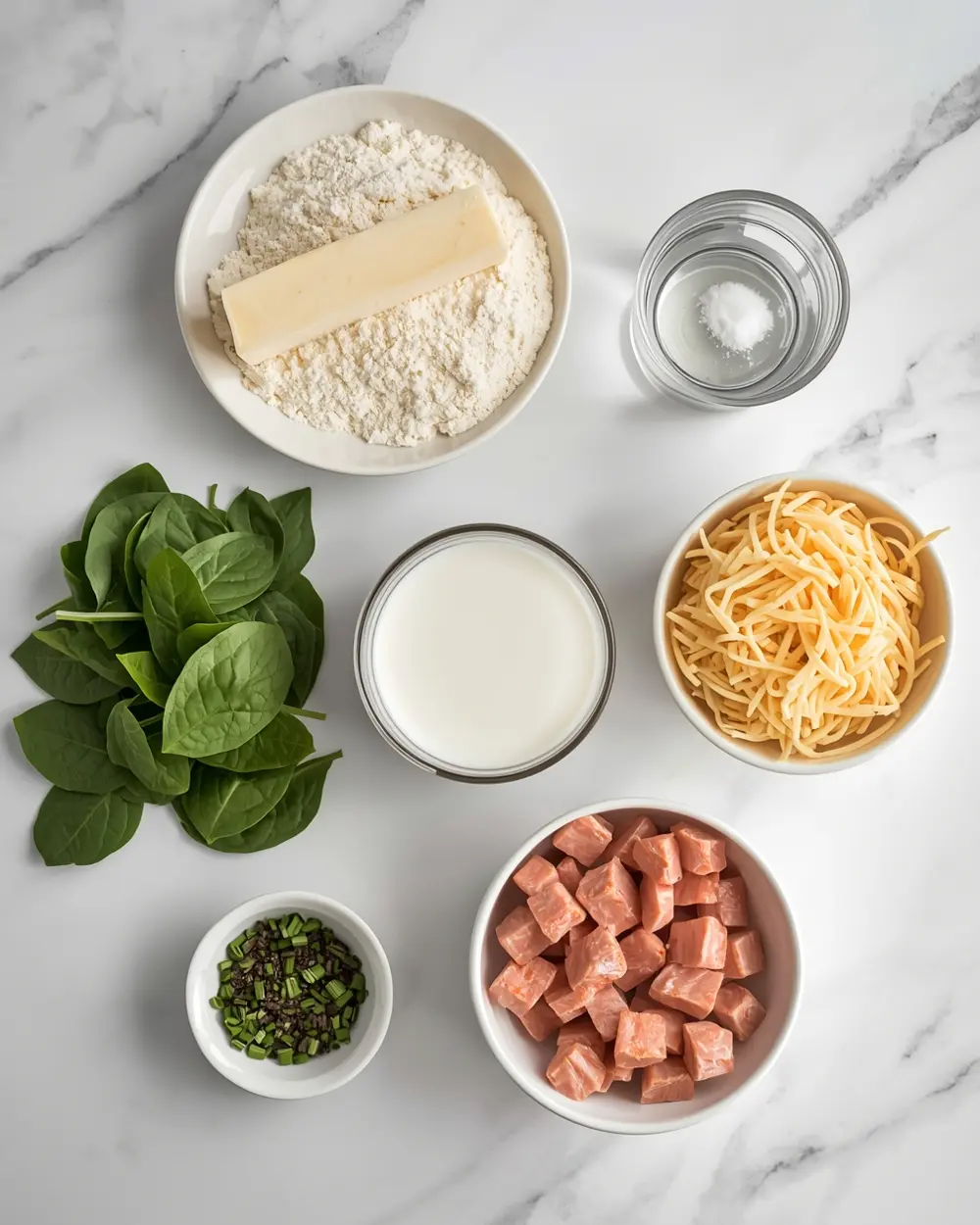 Ingredients for Easter quiche lorraine