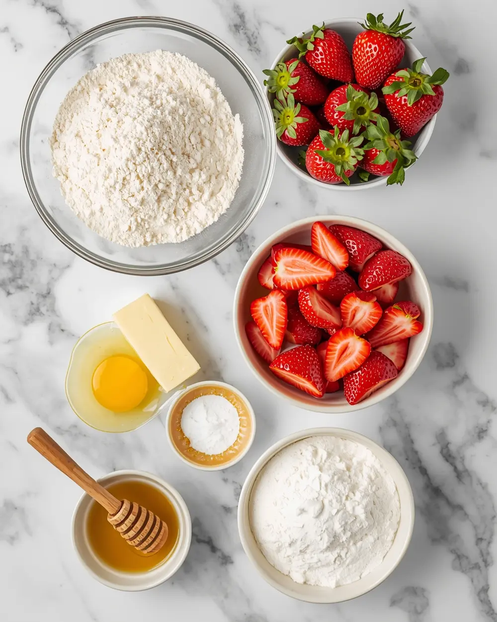 Ingredients for Easter strawberry shortcake
