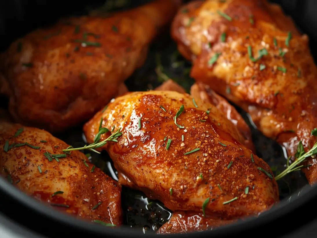 air fryer chicken thighs ready to serve