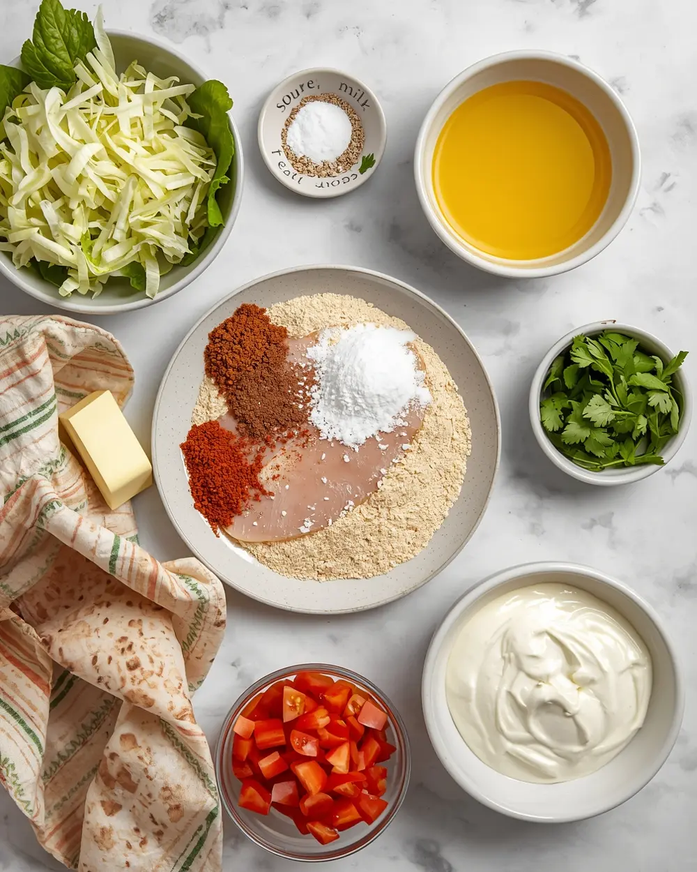 Ingredients for air fryer fish tacos