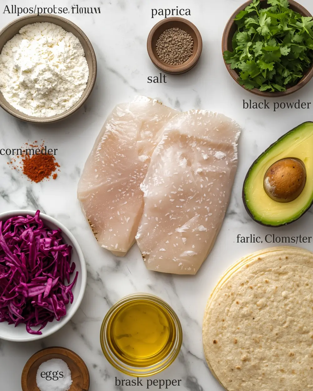 Ingredients for air fryer fish tacos