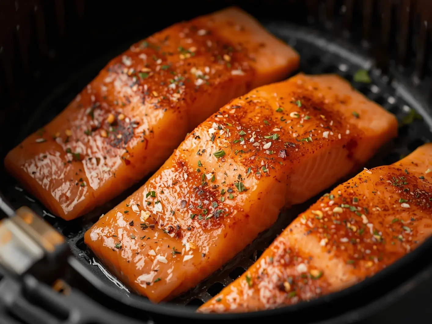air fryer salmon ready to serve