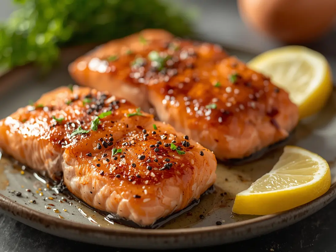air fryer salmon ready to serve