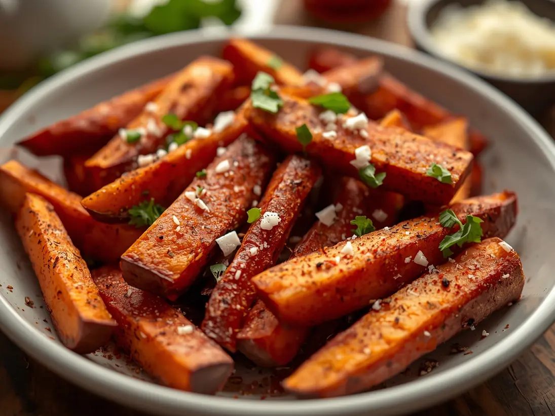 air fryer sweet potato fries ready to serve