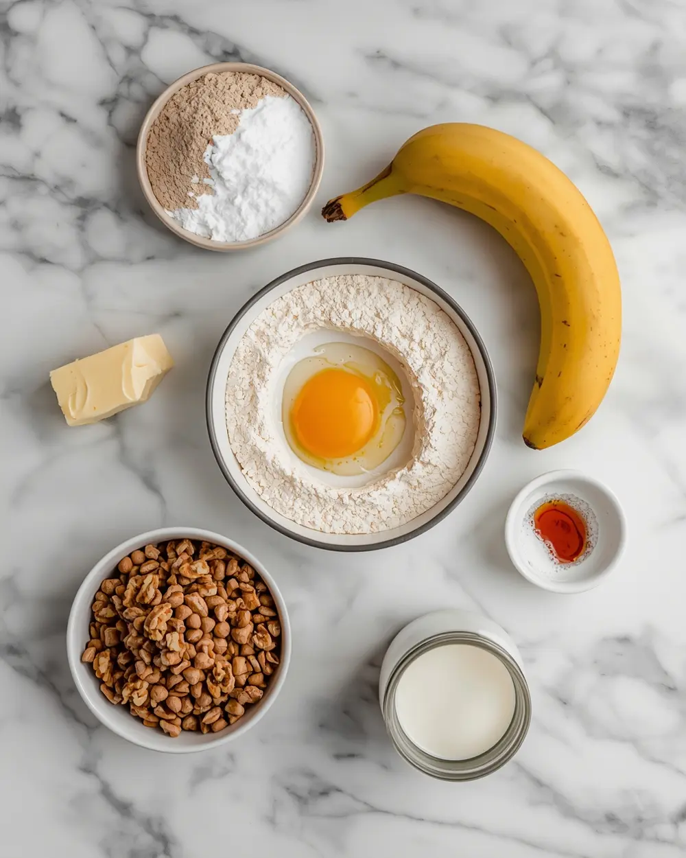 Ingredients for banana bread