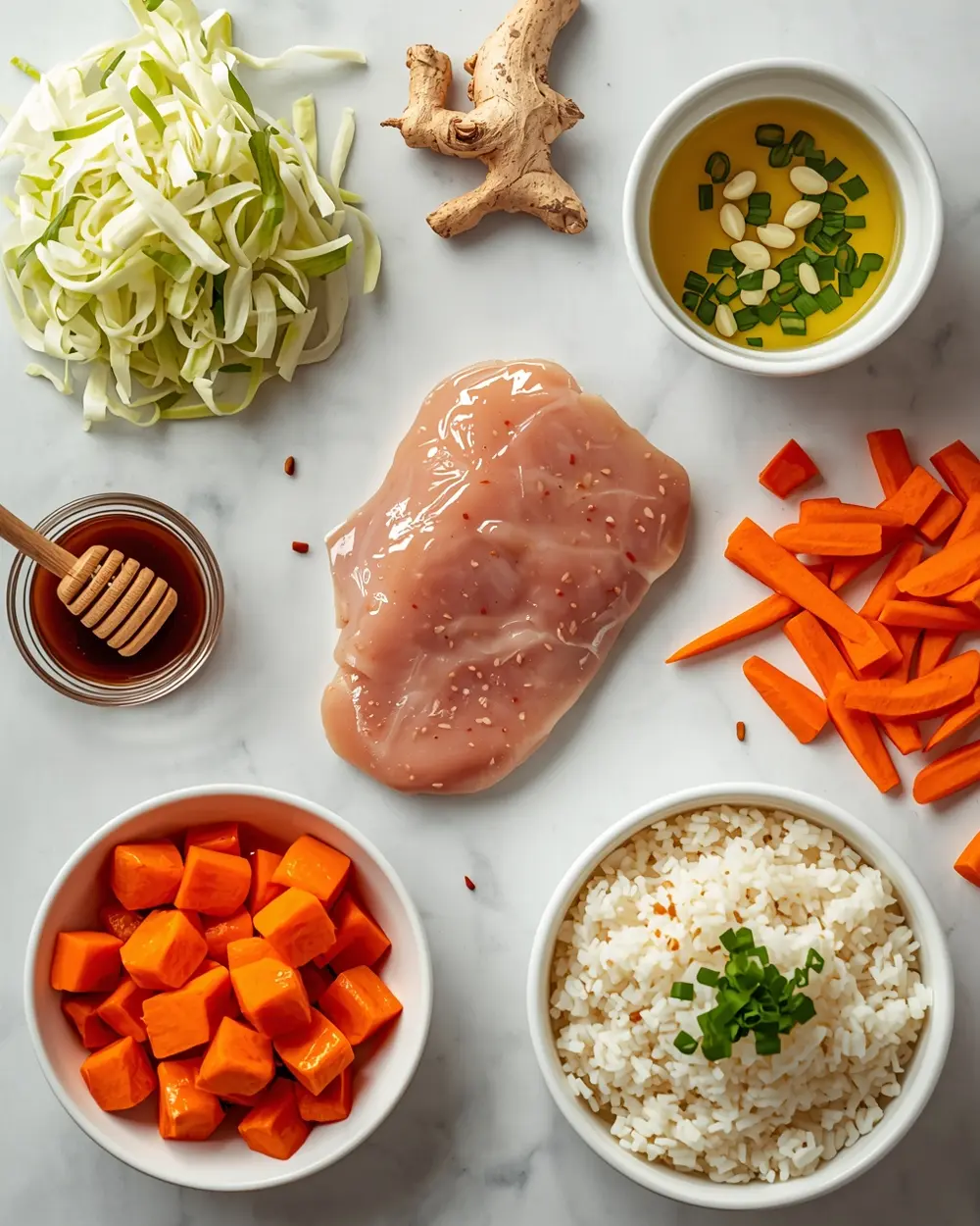 Ingredients for cabbage and chicken