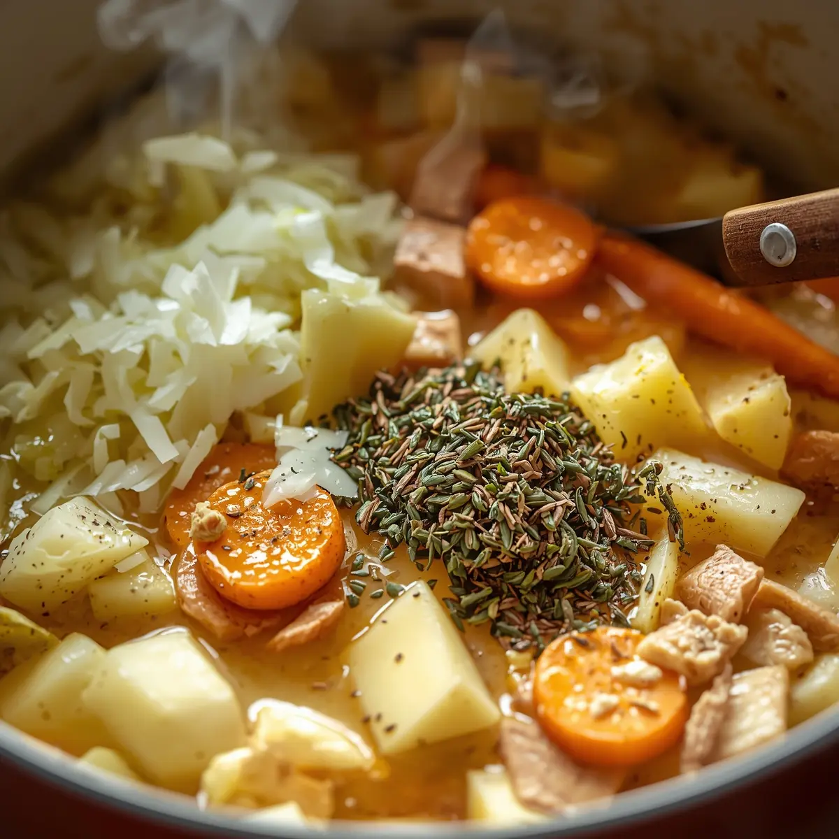 Cooking instructions for cabbage and potato soup