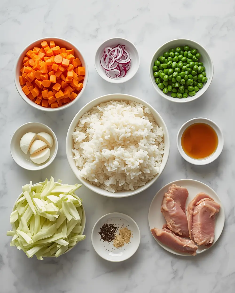 Ingredients for cabbage fried rice