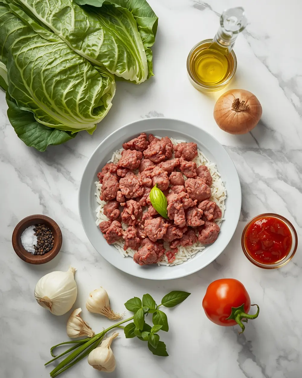 Ingredients for cabbage rolls