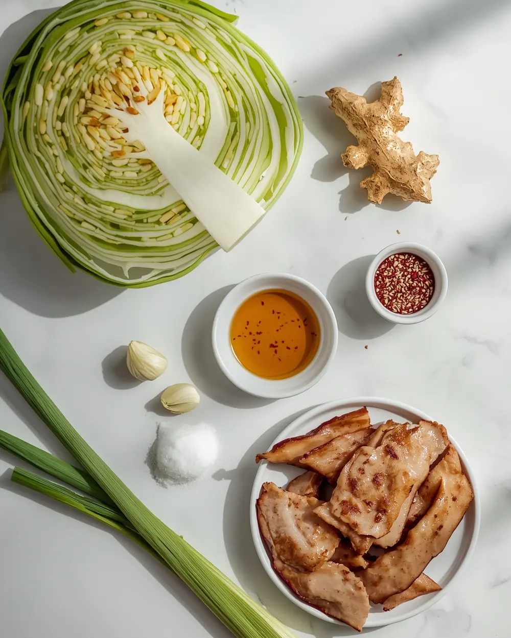 Ingredients for cabbage stir fry