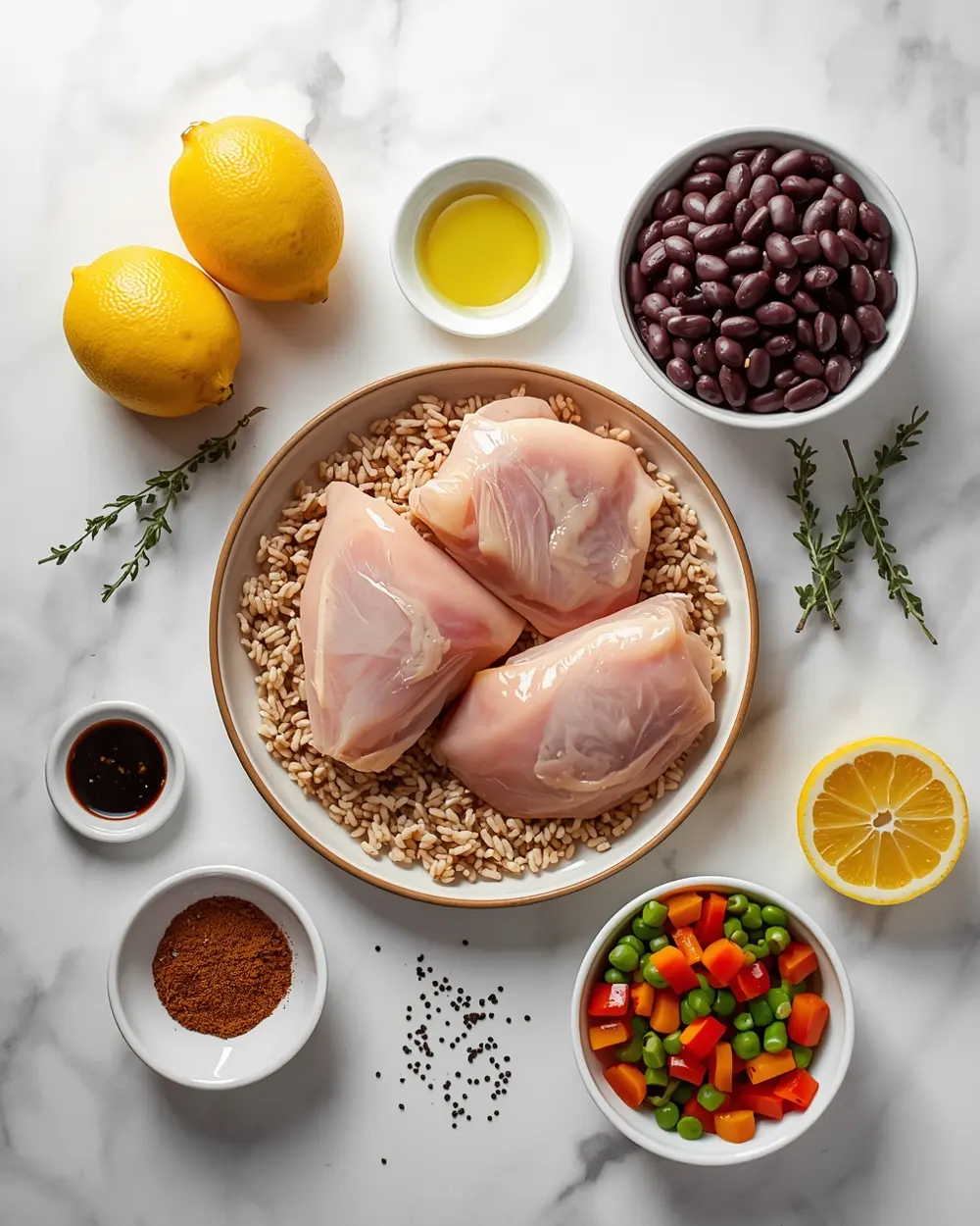 Ingredients for chicken meal prep