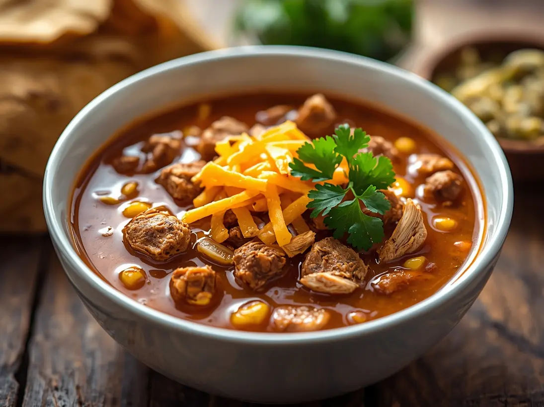 chicken tortilla soup ready to serve