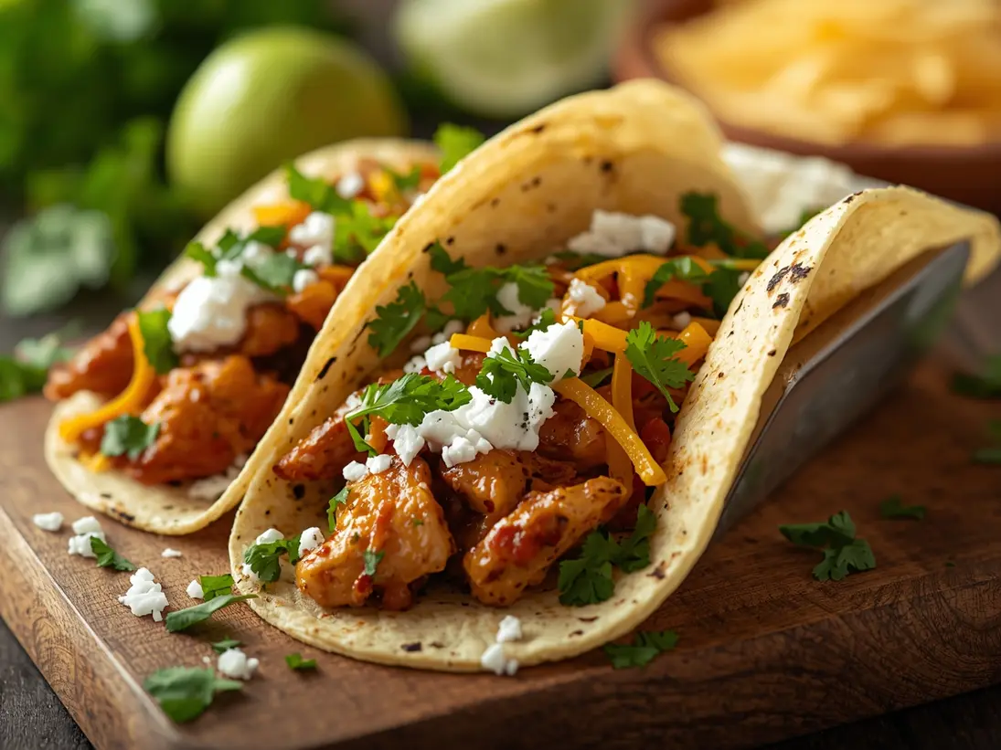 crockpot chicken tacos ready to serve