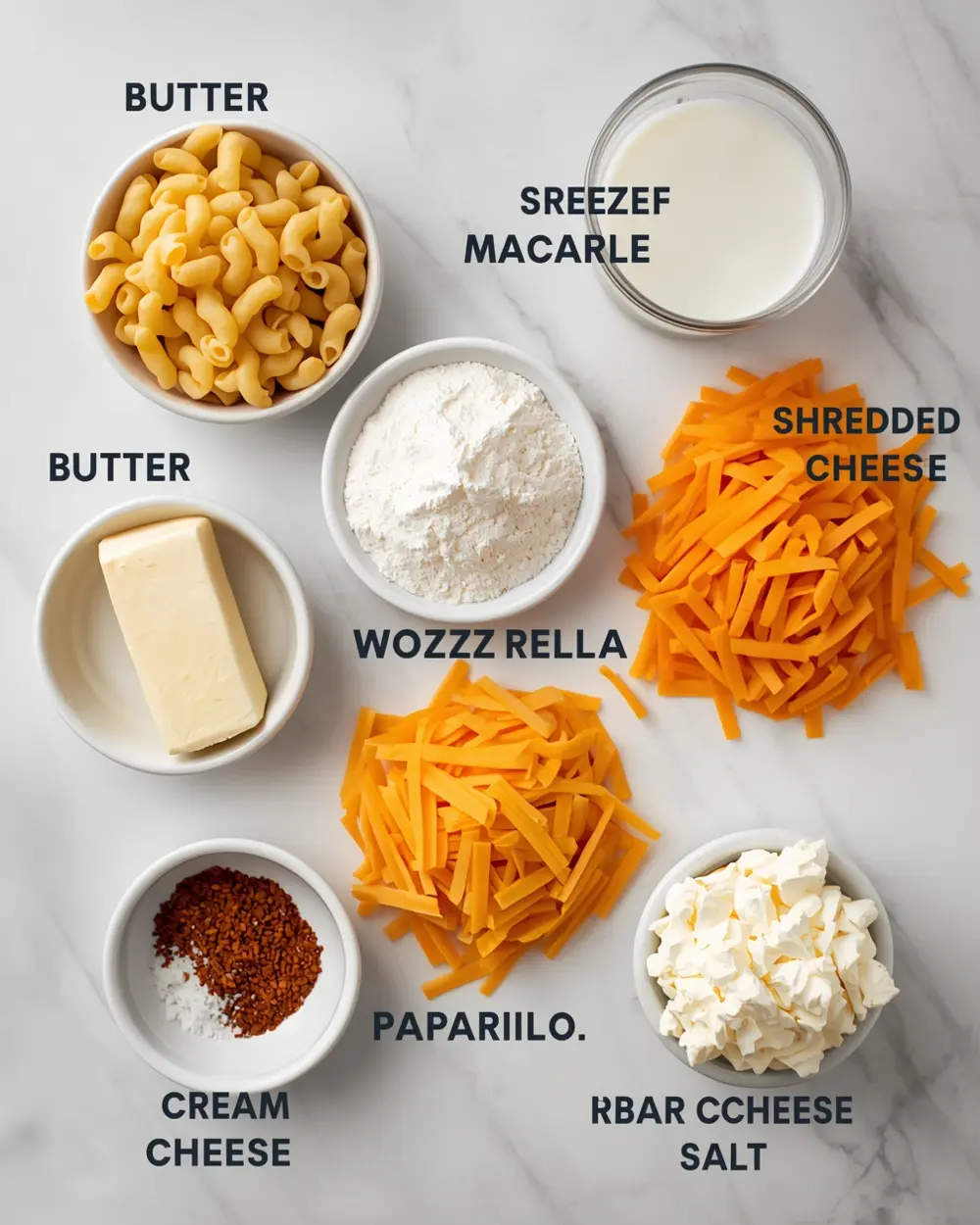 Ingredients for crockpot mac and cheese