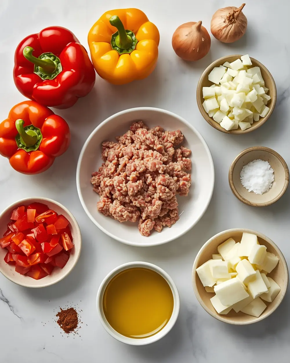 Ingredients for crockpot stuffed peppers