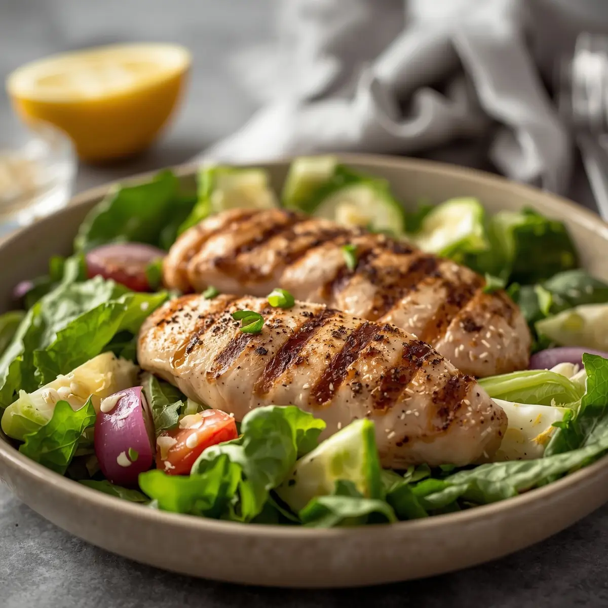 Cooking instructions for grilled chicken caesar salad