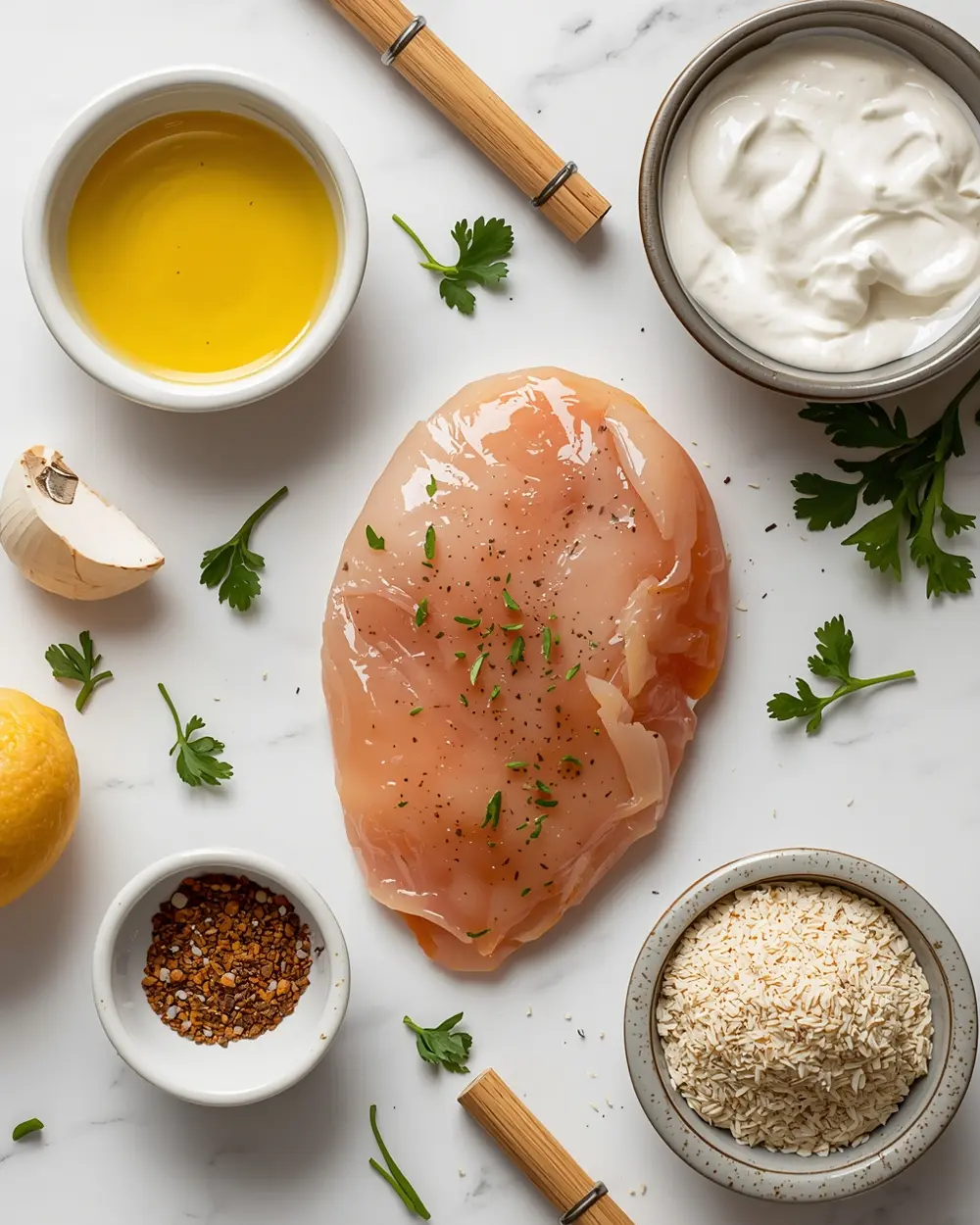 Ingredients for grilled chicken skewers