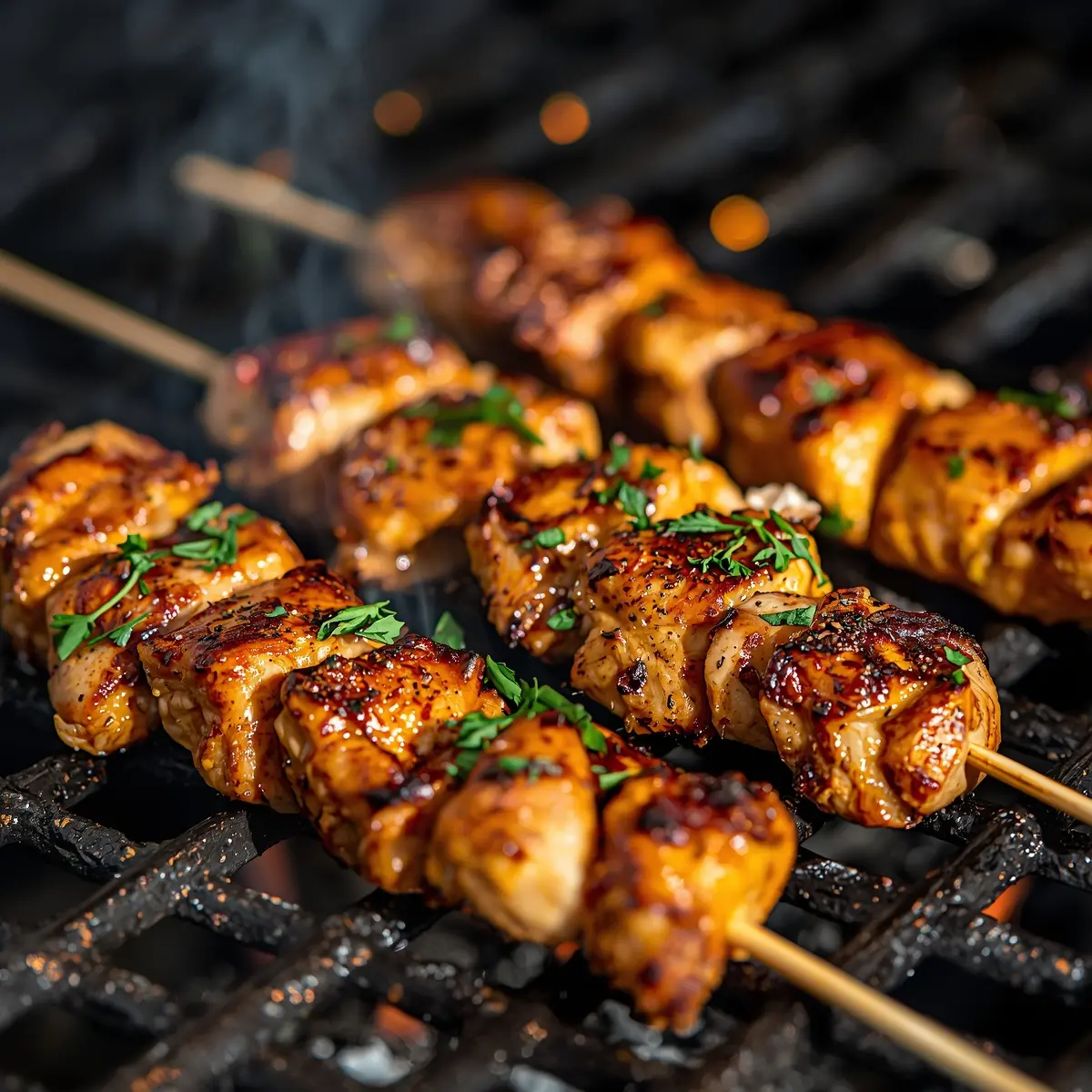 Cooking instructions for grilled chicken skewers