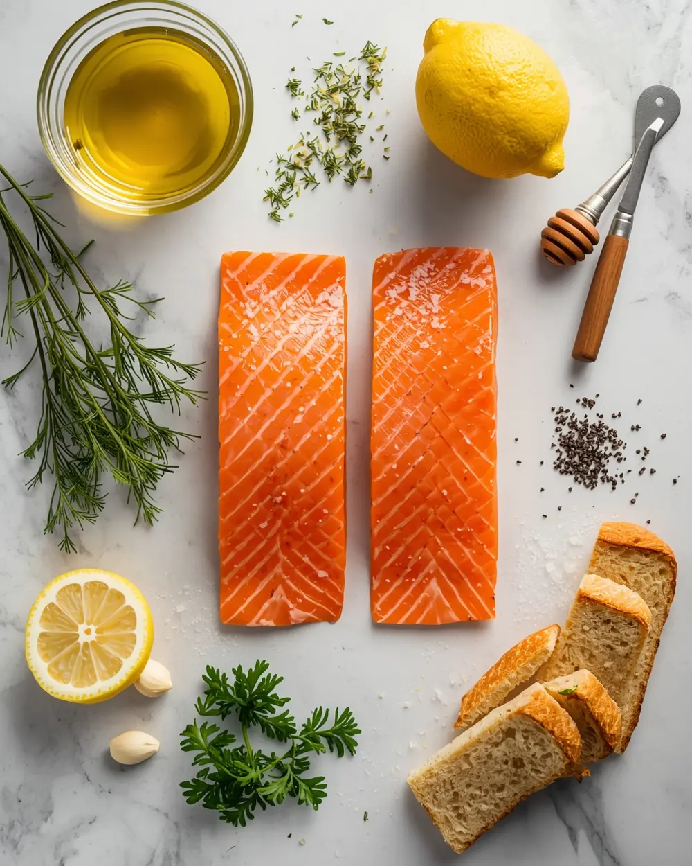Ingredients for grilled salmon