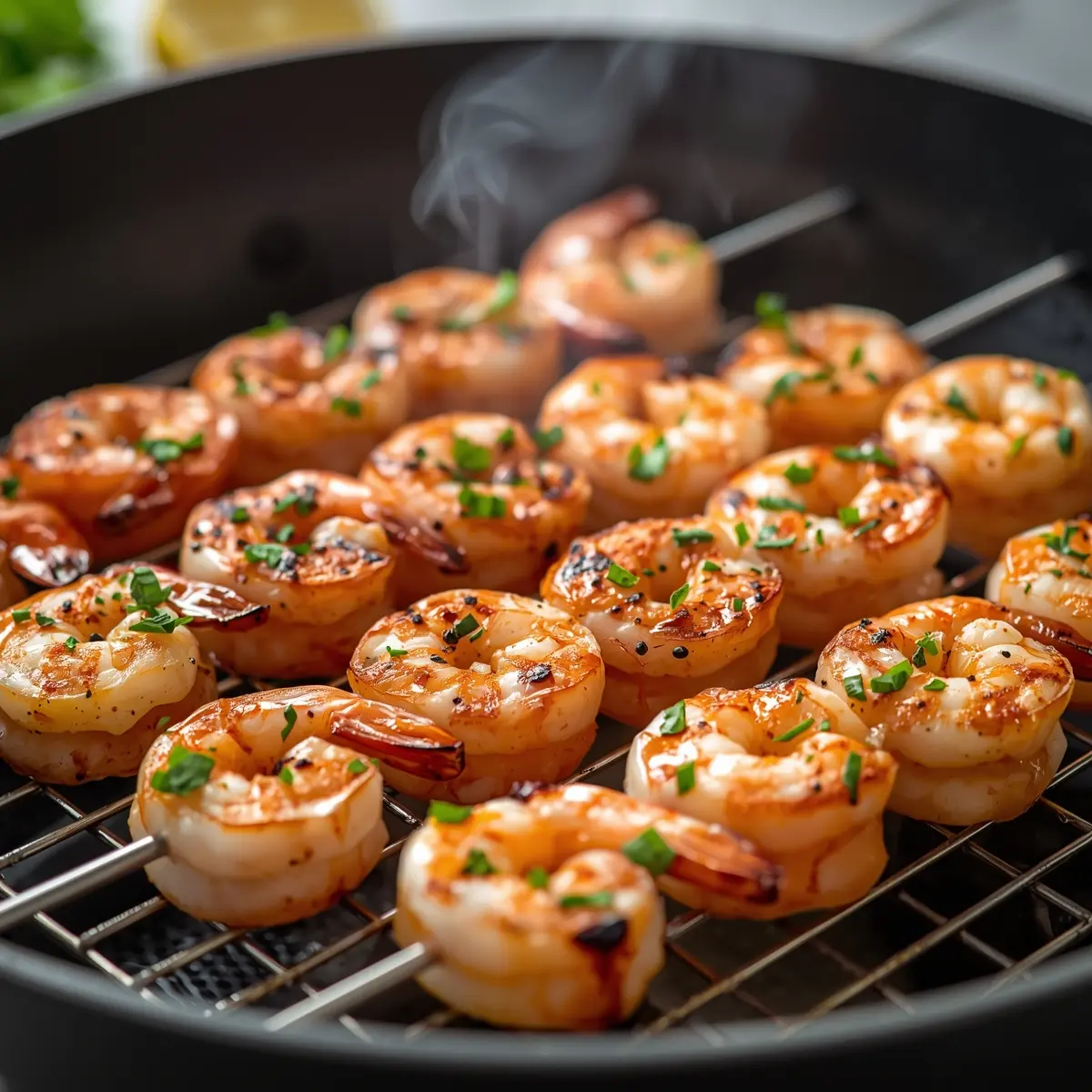 Cooking instructions for grilled shrimp skewers