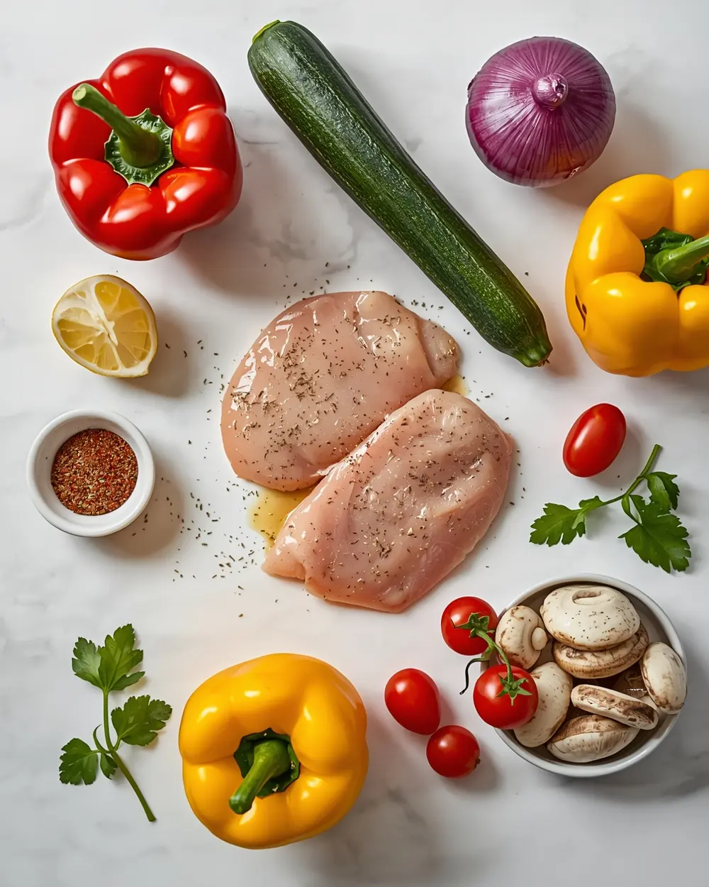 Ingredients for grilled veggie kabobs