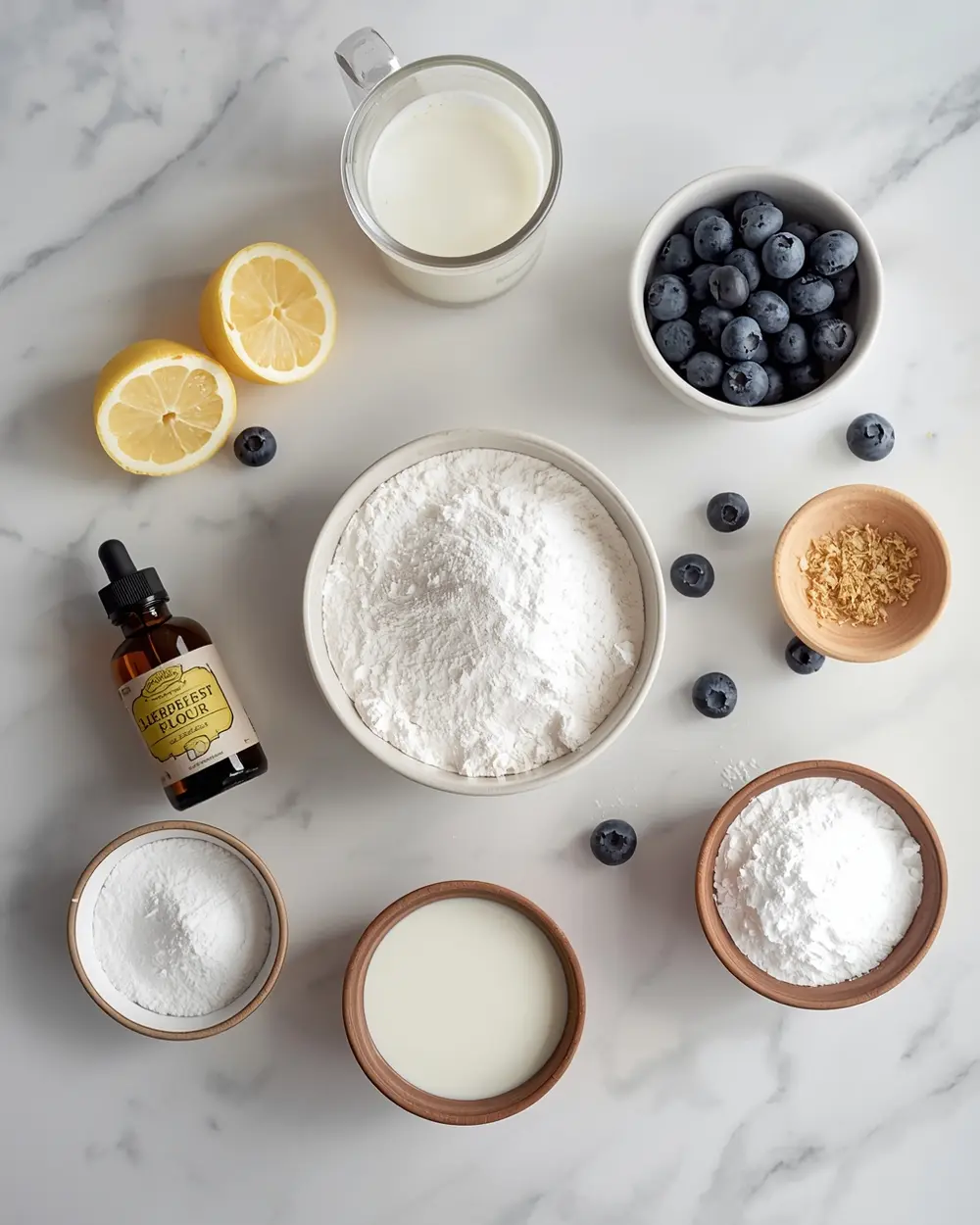 Ingredients for lemon blueberry scones