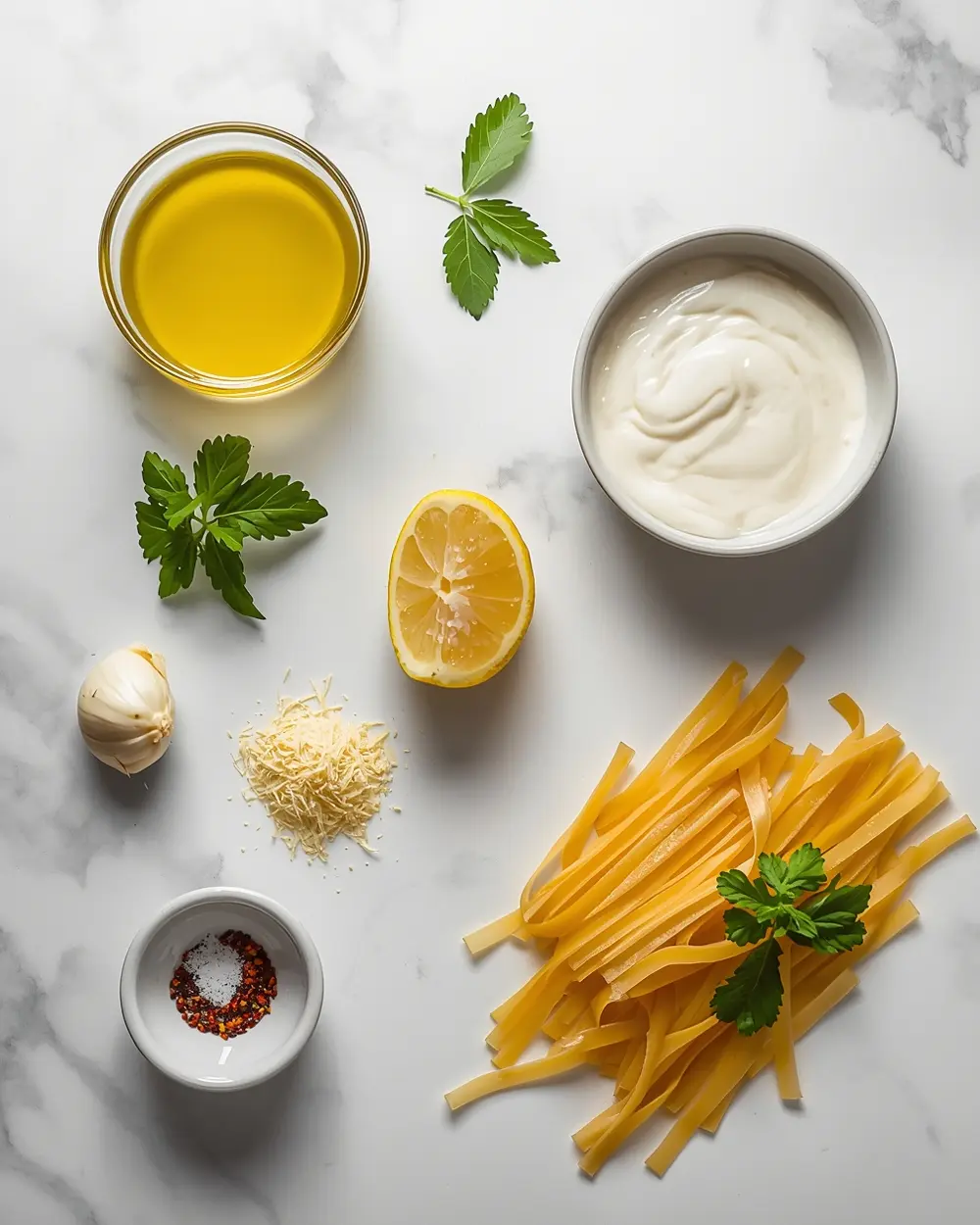 Ingredients for lemon cream pasta