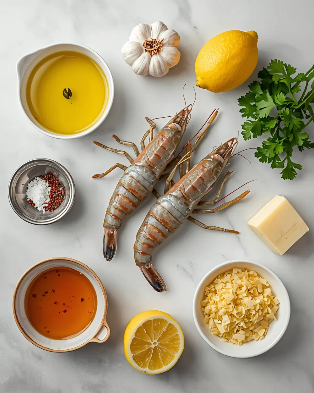 Ingredients for lemon garlic shrimp