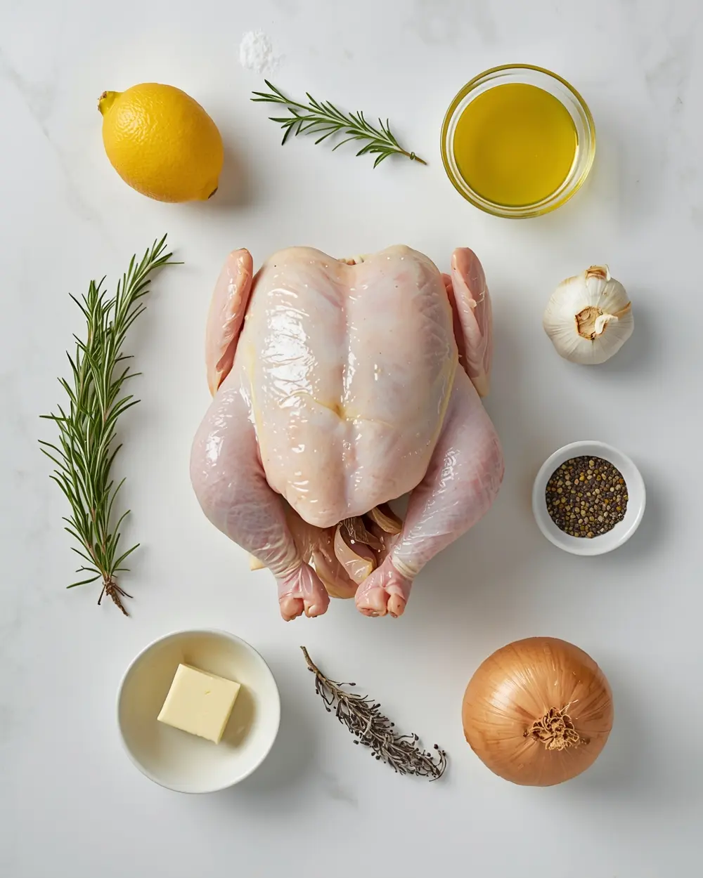 Ingredients for lemon herb roasted chicken