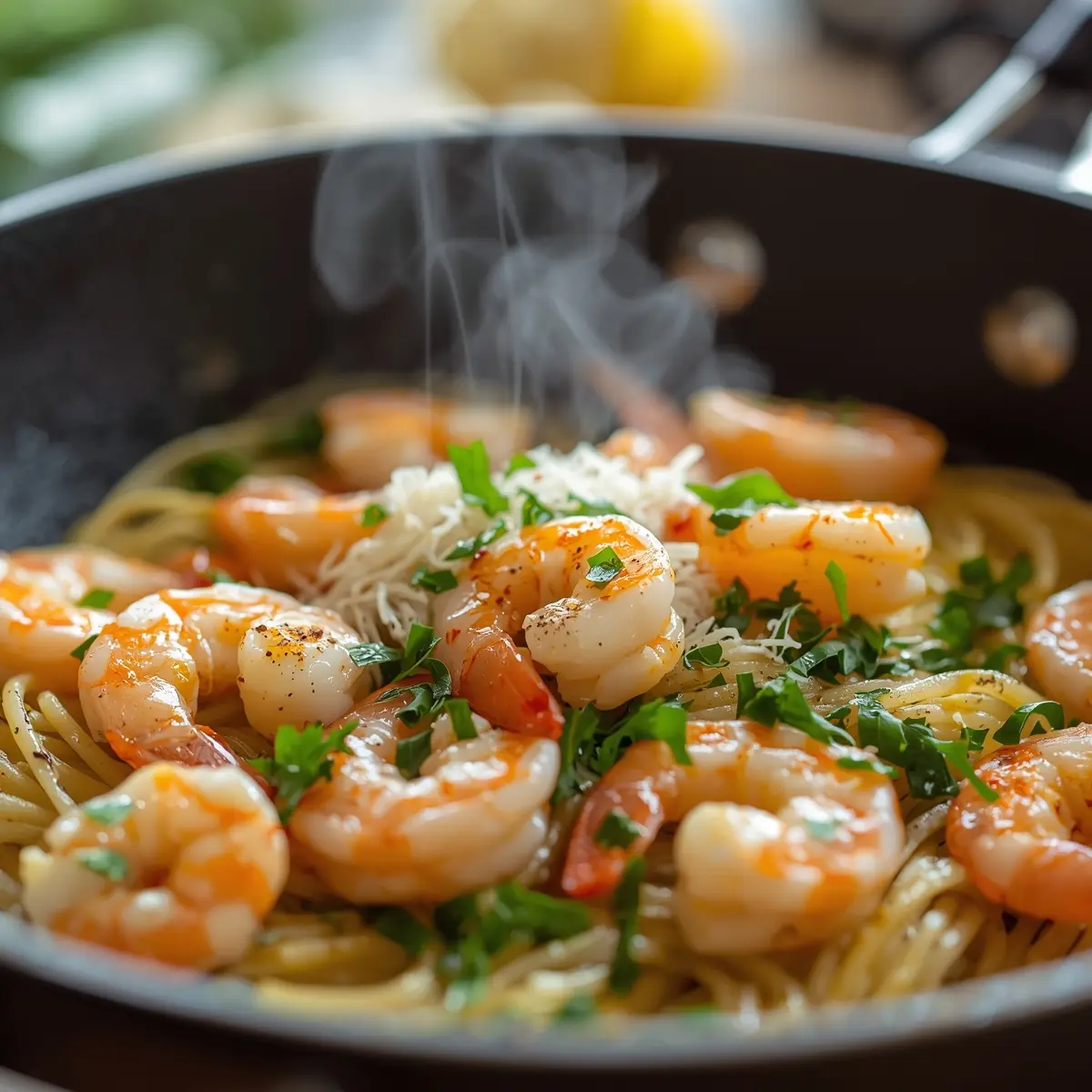 Cooking instructions for lemon shrimp pasta