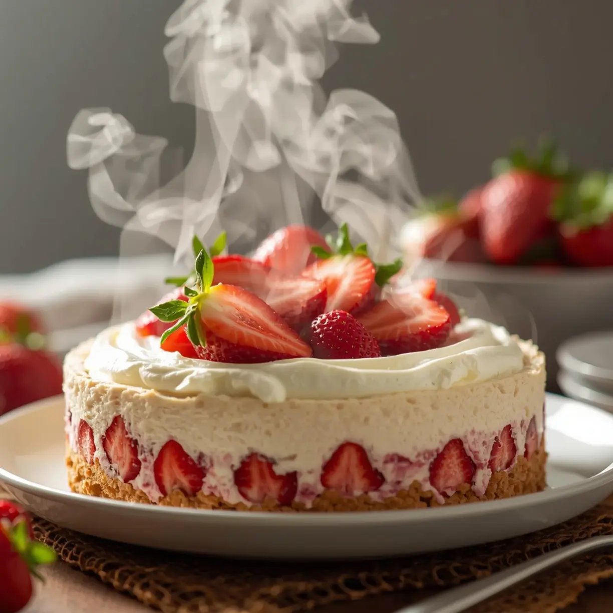 Cooking instructions for no bake Strawberry cheesecake