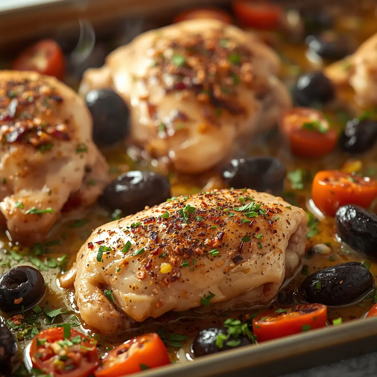 Cooking instructions for sheet pan Mediterranean chicken