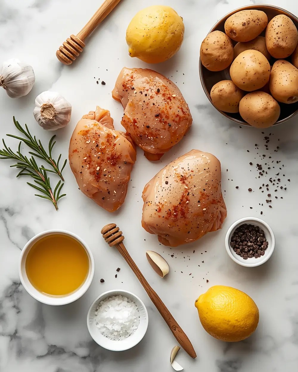 Ingredients for sheet pan chicken and potatoes