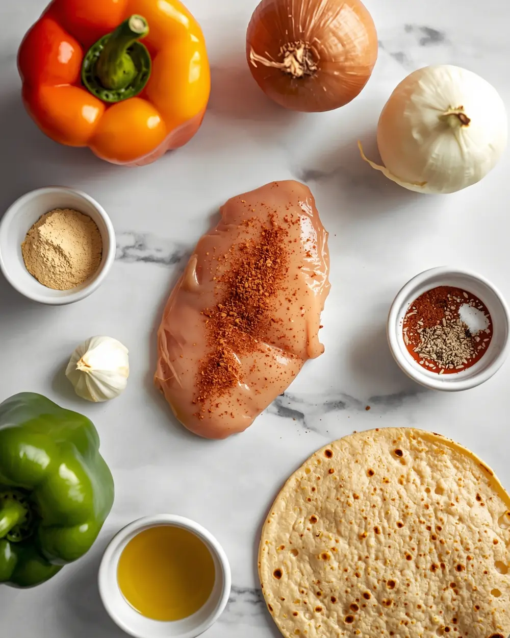 Ingredients for sheet pan chicken fajitas