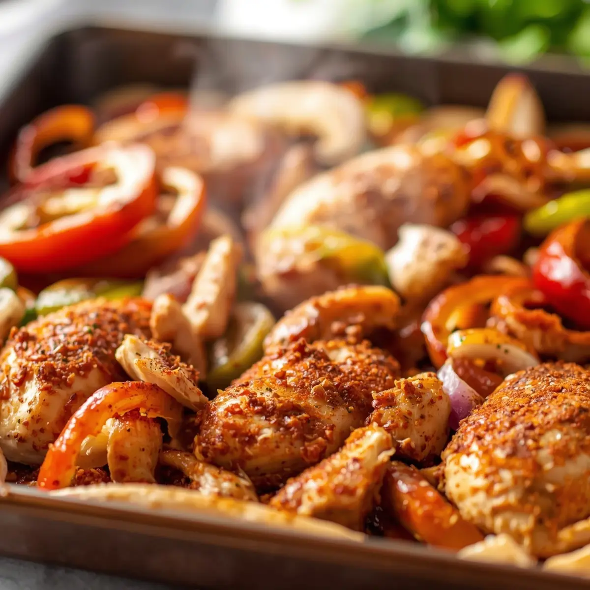 Cooking instructions for sheet pan chicken fajitas