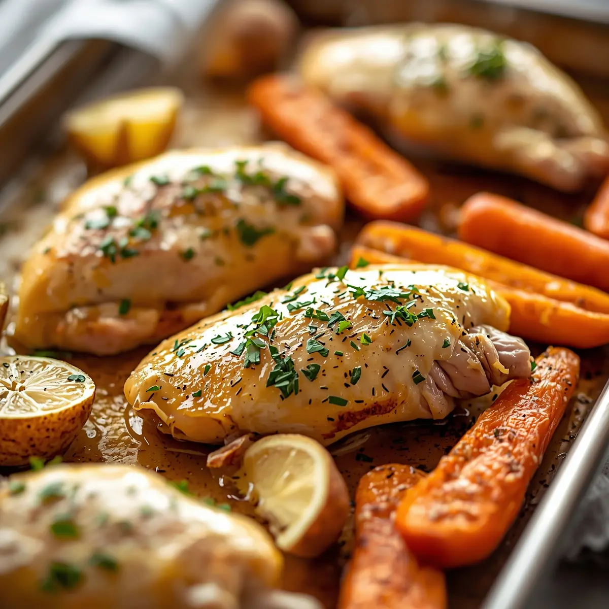 Cooking instructions for sheet pan lemon chicken