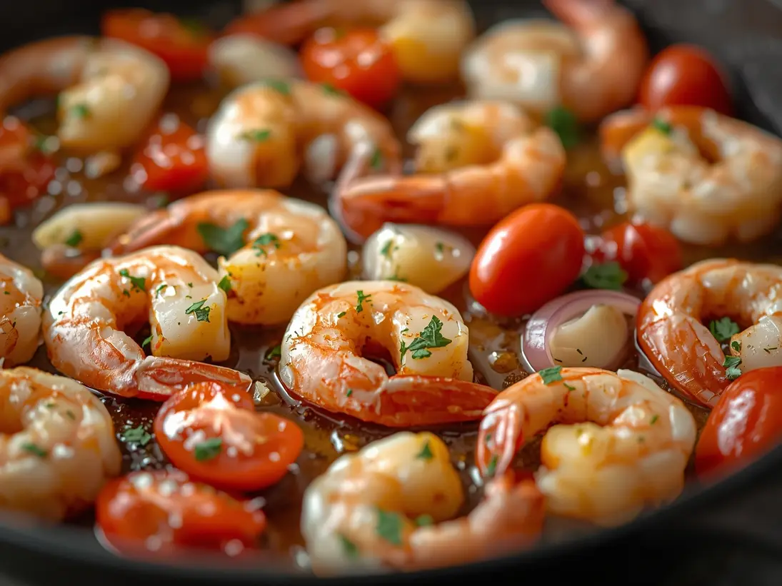 sheet pan shrimp ready to serve