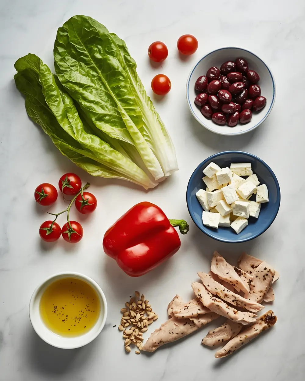 Ingredients for spring Greek salad