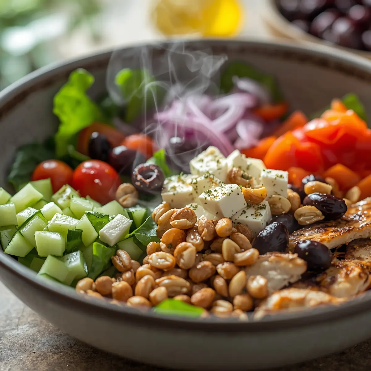 Cooking instructions for spring Greek salad