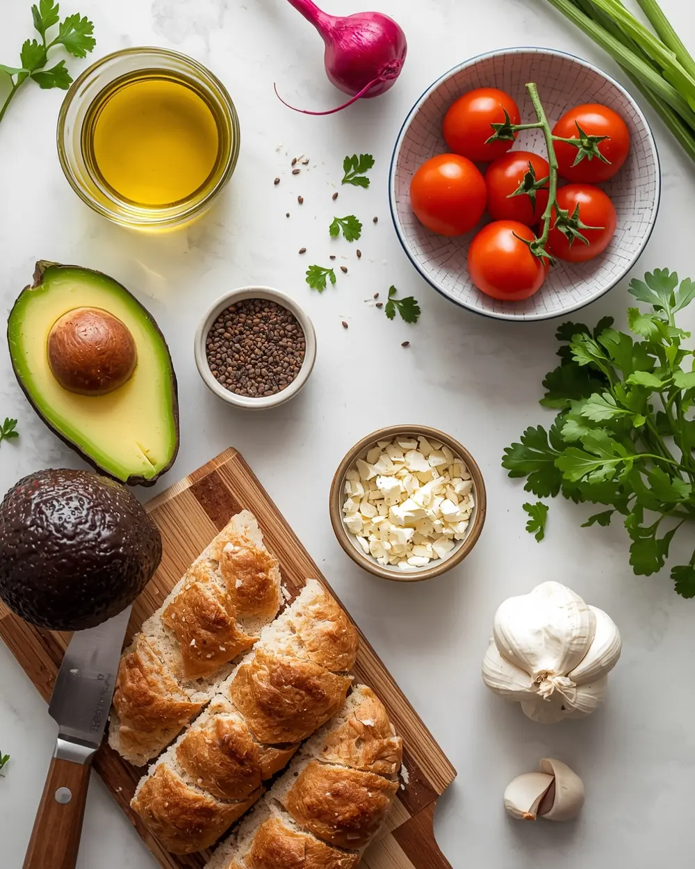 Ingredients for spring avocado toast