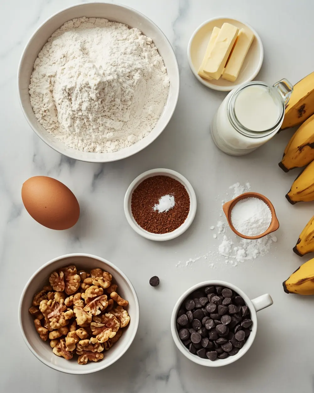 Ingredients for spring banana bread