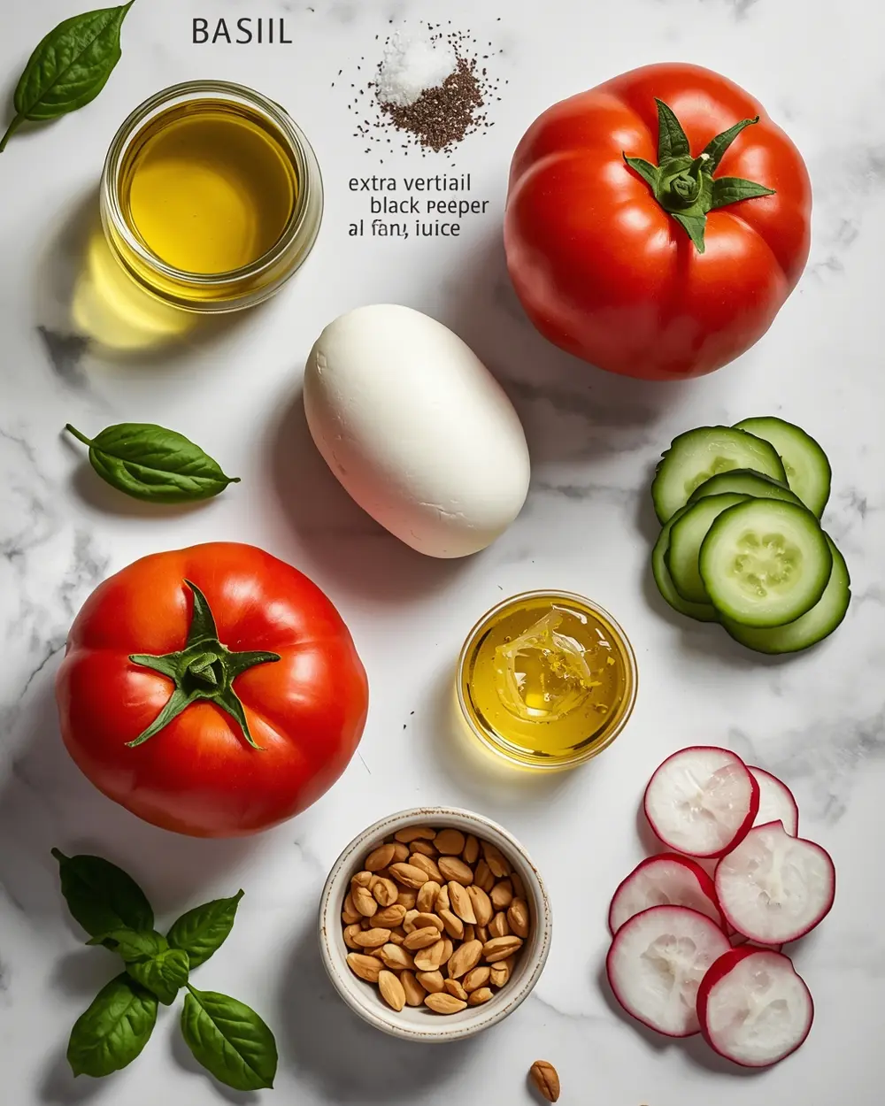 Ingredients for spring caprese salad