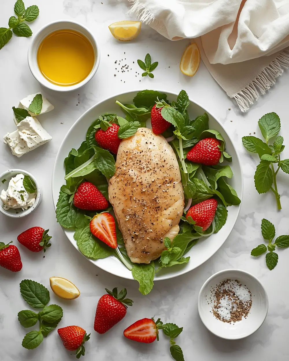 Ingredients for spring chicken salad