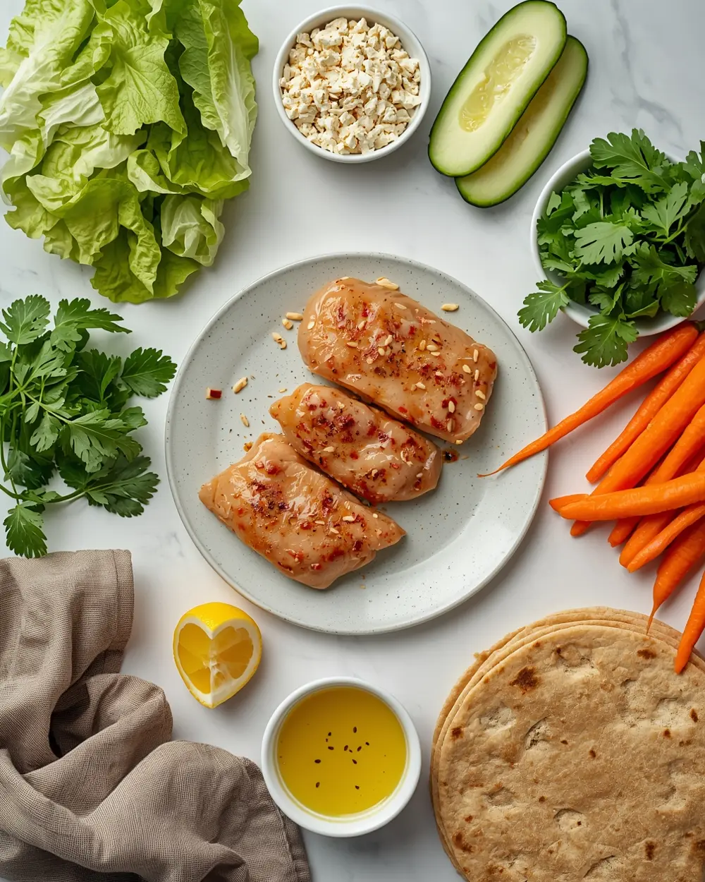 Ingredients for spring chicken wrap