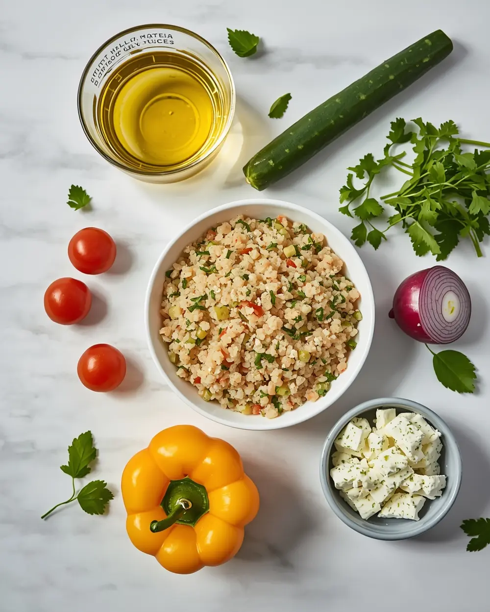 Ingredients for spring couscous salad